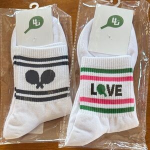 Women's White Socks with Black and Pink Accents